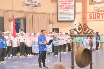 Ketua Panitia MKKS Cup X saat memberikan sambutan