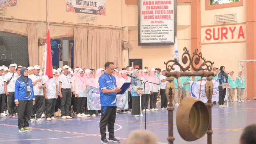 Ketua Panitia MKKS Cup X saat memberikan sambutan