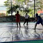 Atlet wushu banjarnegara saat bertanding di Popda 2026