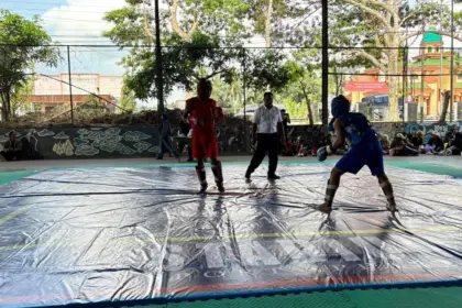 Atlet wushu banjarnegara saat bertanding di Popda 2026