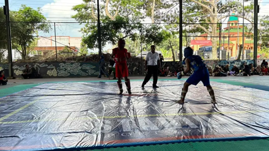 Atlet wushu banjarnegara saat bertanding di Popda 2026
