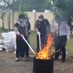 Pemusnahan barang bukti di Kejadi Cilacap