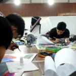 Peserta lomba kaligrafi dalam MTQ Nasional 2026