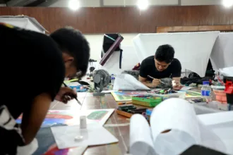 Peserta lomba kaligrafi dalam MTQ Nasional 2026