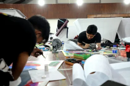 Peserta lomba kaligrafi dalam MTQ Nasional 2026