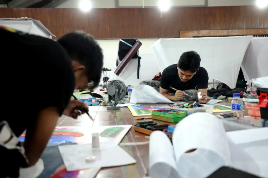 Peserta lomba kaligrafi dalam MTQ Nasional 2026