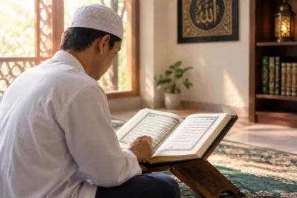 Ilustrasi orang membaca Al-Qur'an