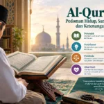 Ilustrasi orang membaca kitab suci Al Qur'an sebagai pedoman kehidupan umat Islam
