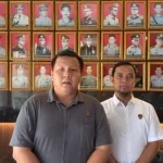 Kasatreskrim Polres Banjarnegara AKP Ori Friliansa Utama didampingi Kanit Tipikor saat memberikan keterangan pers terkait dugaan korupsi